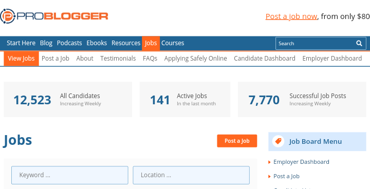 Top 10 Freelance Writing Websites (2023)

9. ProBlogger Job Board