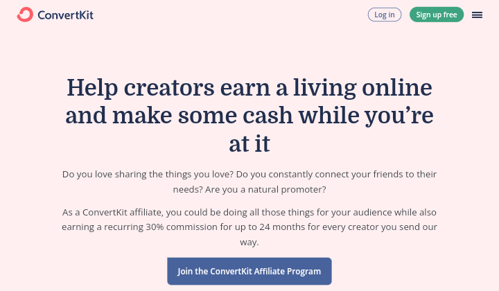 5. ConvertKit 

10+ High-Paying Affiliate Programs For Beginners