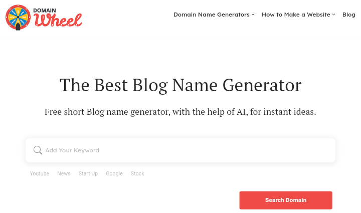3. DomainWheel

10 Best Blog Name Generators To Find The Perfect Name For Your Blog