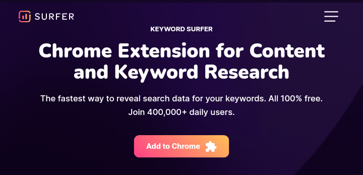 Keyword Surfer Chrome extension

10 Best SEO Chrome Extensions For Keyword Research