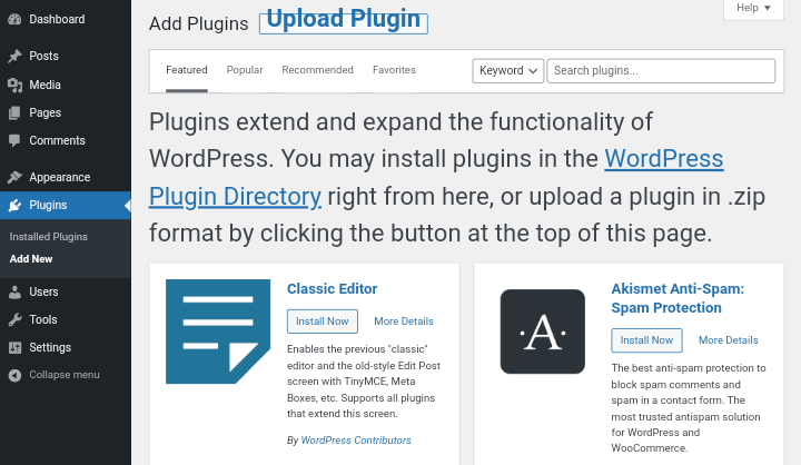 Installing WordPress plugin 