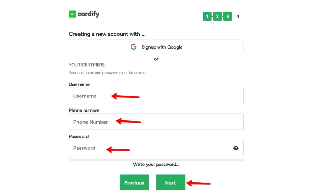 Enter your username phone number and password and click on Next button
