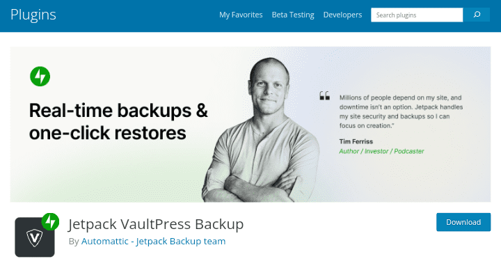 Jetpack VaultPress WordPress Backup Plugin