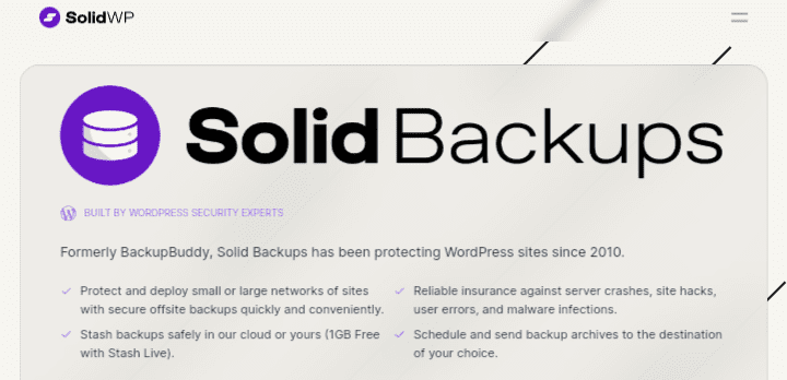 Solid Backups WordPress Backup Plugin